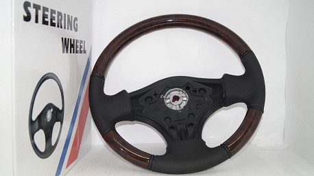 Leather & Wood Steering Wheel